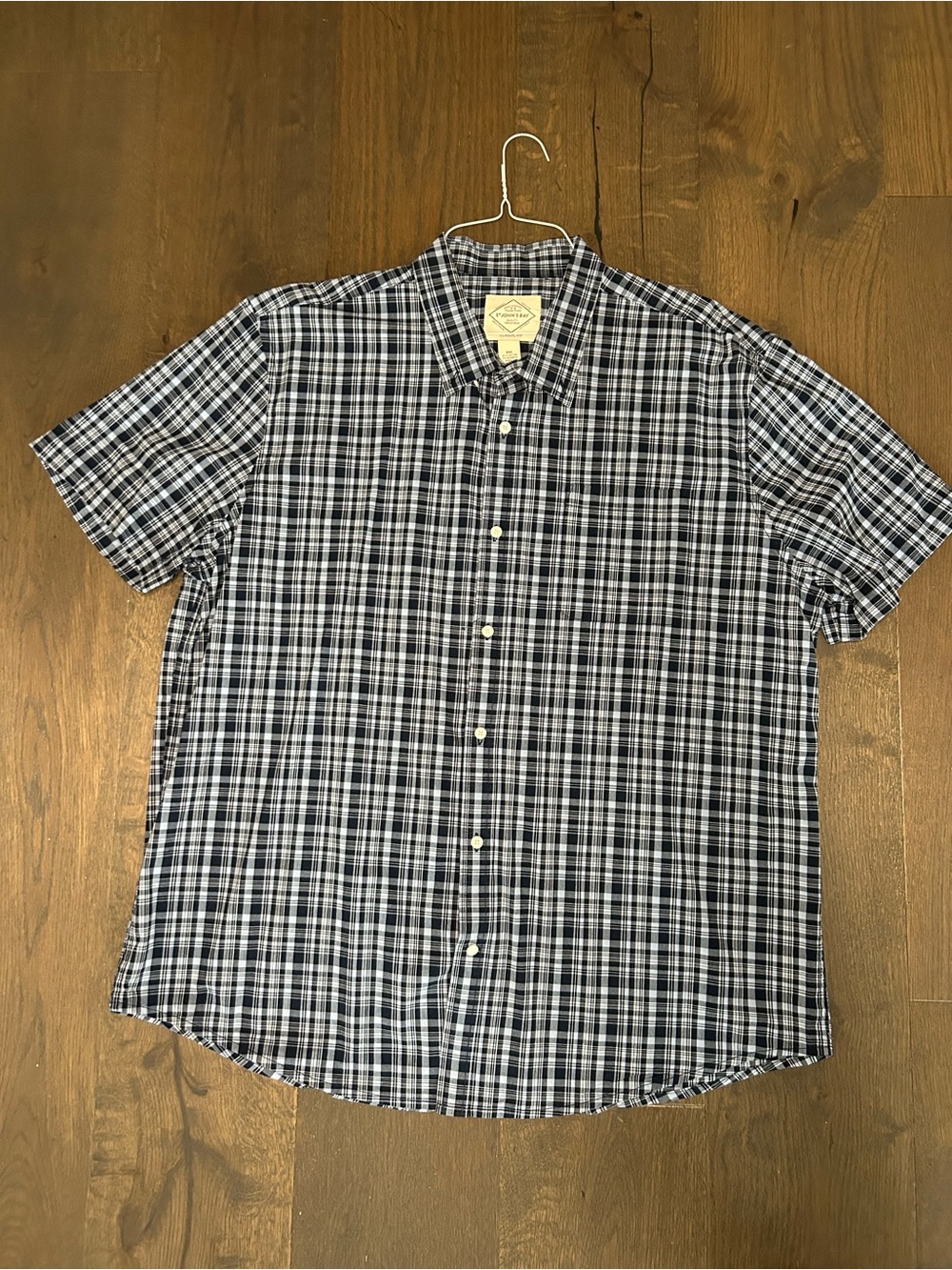St. John’s Bay Men's Blue Plaid Short-Sleeve Button-Down Shirt XXL